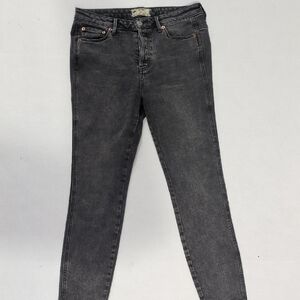 Free People Size W28 Black Washed Crop Skinny Jeans Punk Grunge Festival